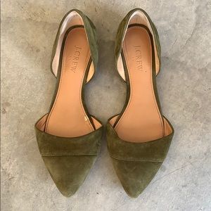J crew d’orsay flats. Green suede. 6.5.